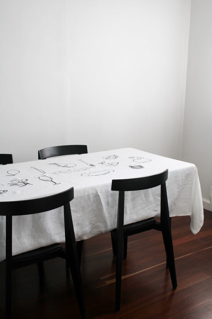 Embroidered Aperitif Tablecloth In Black