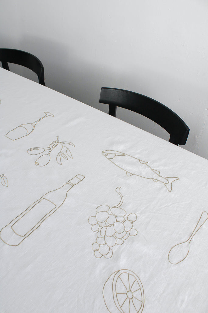 Embroidered Aperitif Tablecloth In Beige