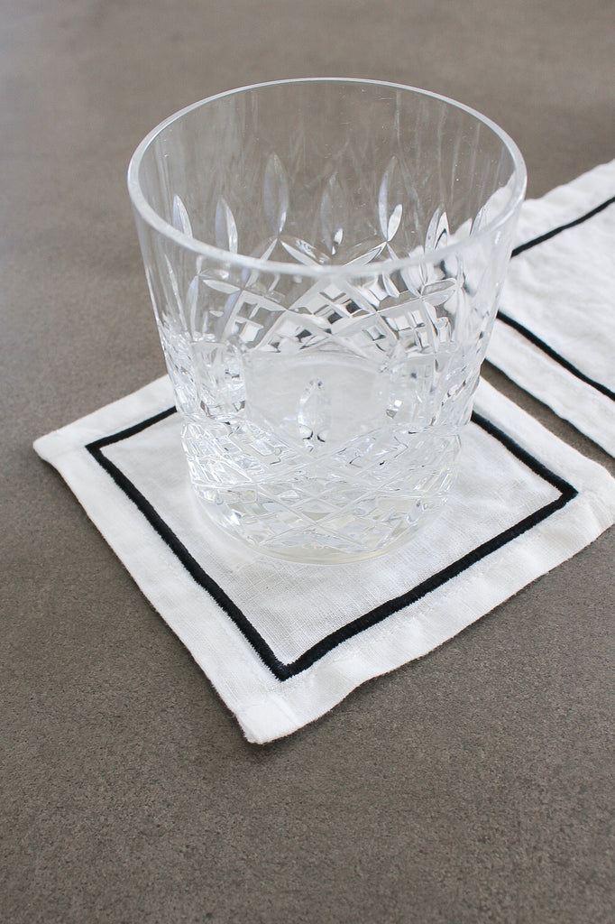 Embroidered Edge Coasters In Black (Set of 4)