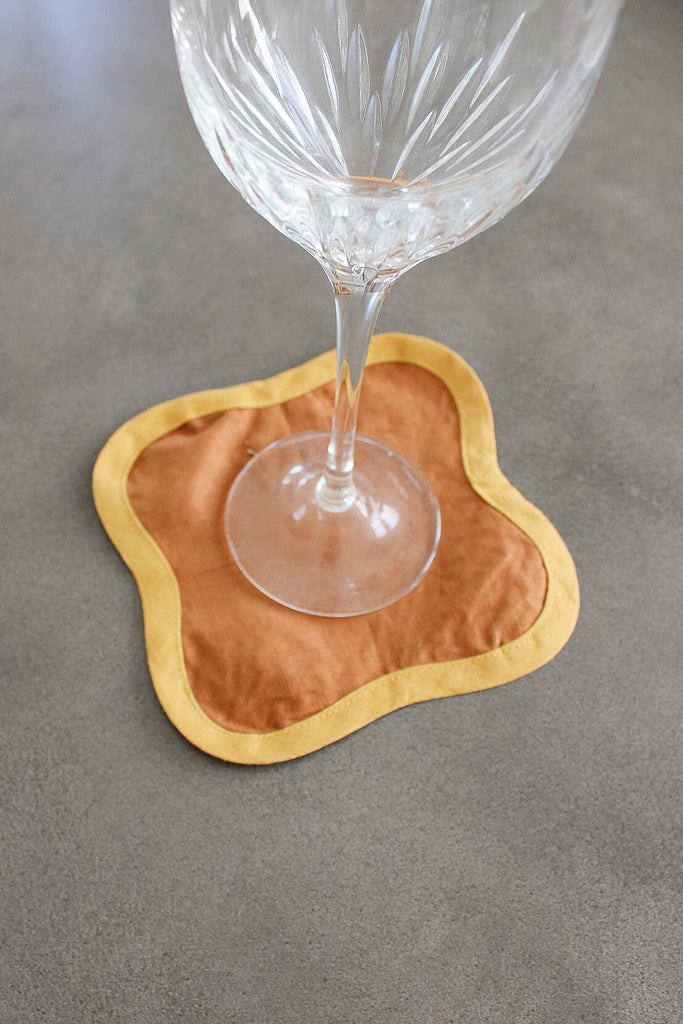 Scalloped Coasters In Rust and Turmeric (Set of 4)