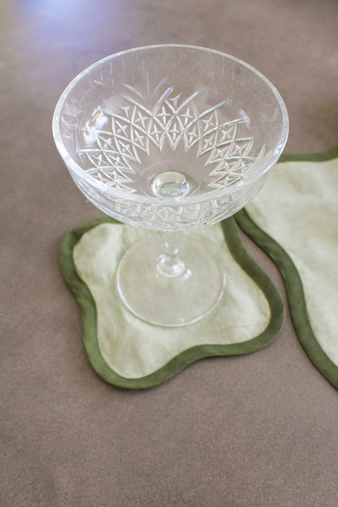 Scalloped Coasters In Forrest and Sage (Set of 4)