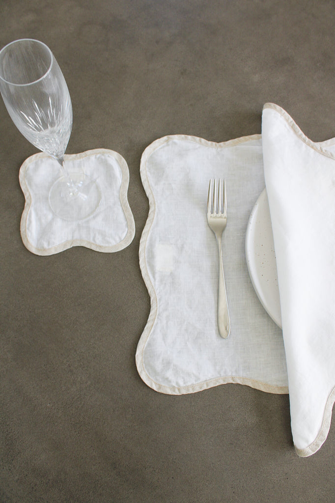 Scalloped Placemats In Beige (Set of 4)