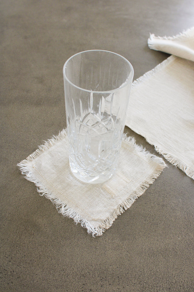 Frayed Coasters In Beige (Set of 4)