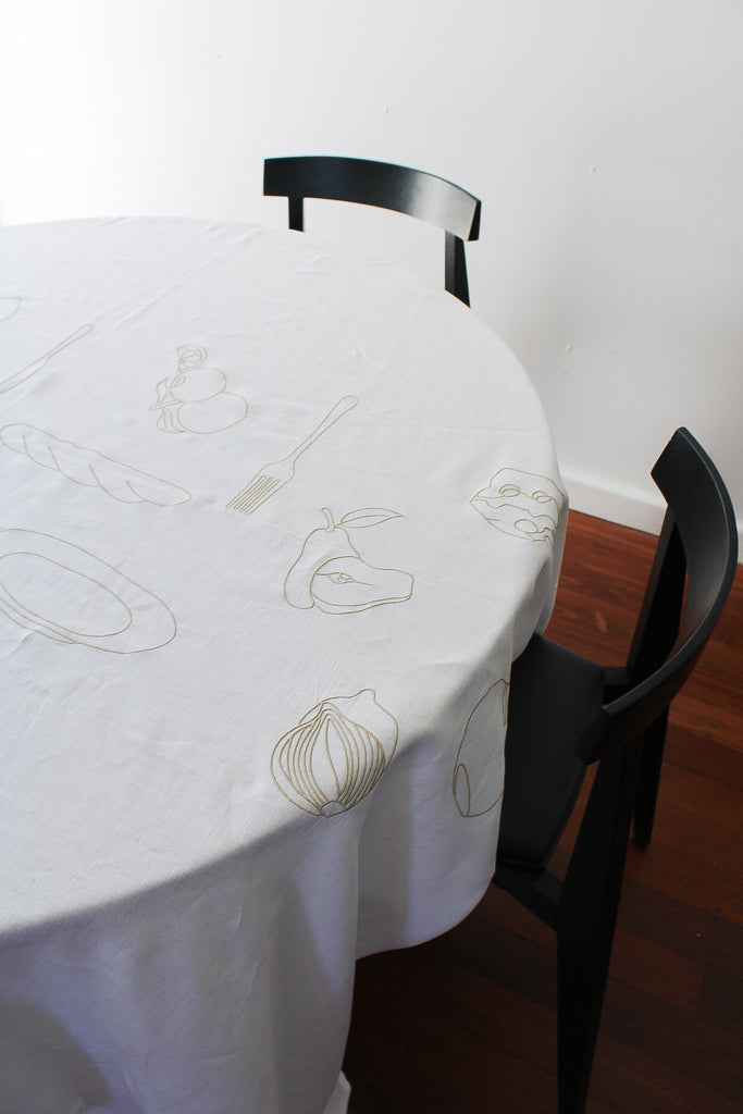 Embroidered Aperitif Tablecloth In Beige