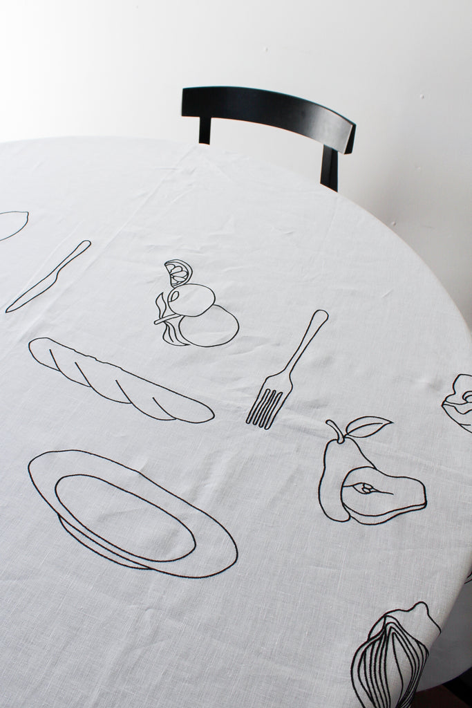 Embroidered Aperitif Tablecloth In Black